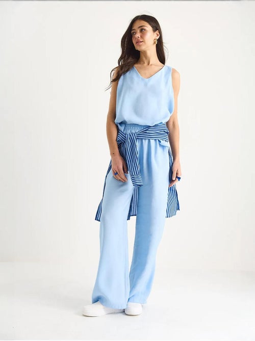 Ensemble deux pièces : chemisier à bretelles et col en v, pantalon palazzo lucci - Kiabi