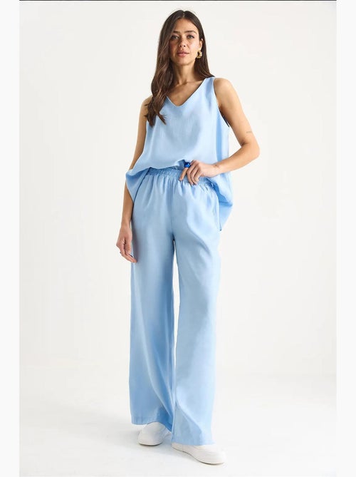 Ensemble deux pièces : chemisier à bretelles et col en v, pantalon palazzo lucci - Kiabi
