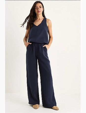 Ensemble deux pièces : chemisier à bretelles et col en v, pantalon palazzo lucci