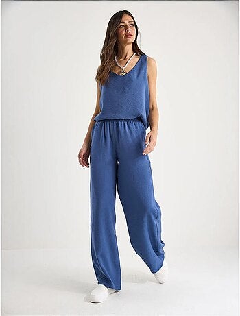 Ensemble deux pièces : chemisier à bretelles et col en v, pantalon palazzo lucci