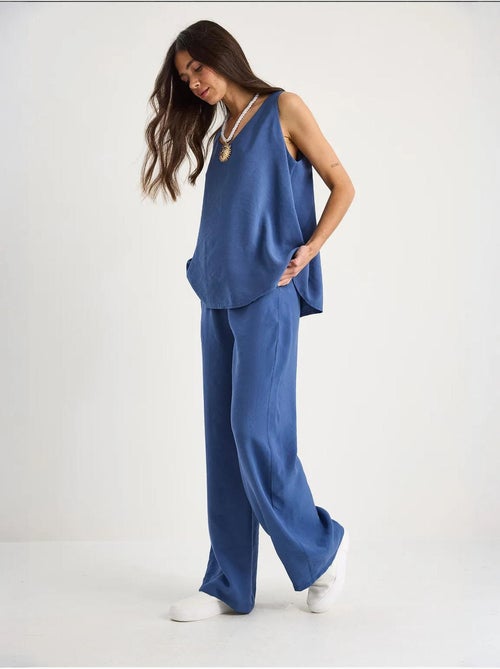 Ensemble deux pièces : chemisier à bretelles et col en v, pantalon palazzo lucci - Kiabi