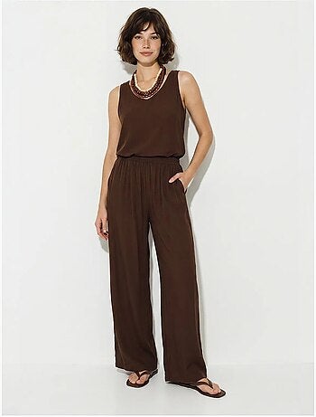 Ensemble deux pièces : chemisier à bretelles et col en v, pantalon palazzo lucci