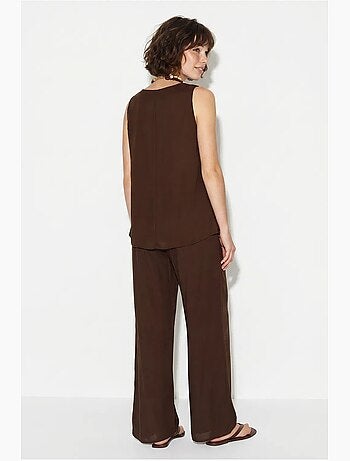 Ensemble deux pièces : chemisier à bretelles et col en v, pantalon palazzo lucci