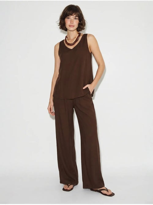 Ensemble deux pièces : chemisier à bretelles et col en v, pantalon palazzo lucci - Kiabi