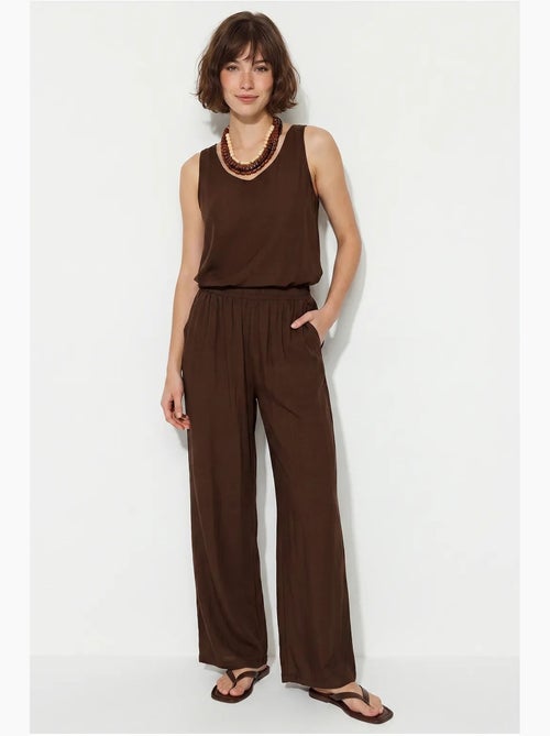 Ensemble deux pièces : chemisier à bretelles et col en v, pantalon palazzo lucci - Kiabi
