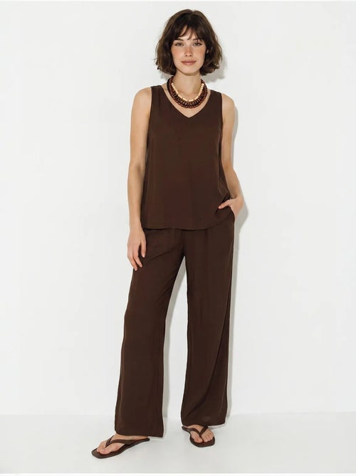 Ensemble deux pièces : chemisier à bretelles et col en v, pantalon palazzo lucci - Kiabi