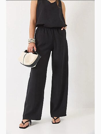 Ensemble deux pièces : chemisier à bretelles et col en v, pantalon palazzo lucci