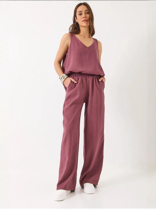 Ensemble deux pièces : chemisier à bretelles et col en v, pantalon palazzo lucci - Kiabi