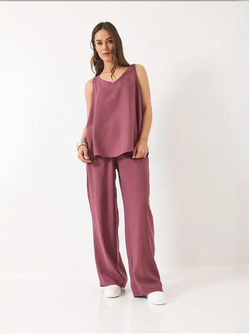 Ensemble deux pièces : chemisier à bretelles et col en v, pantalon palazzo lucci - Kiabi