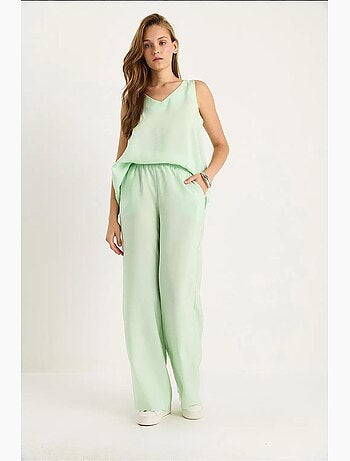 Ensemble deux pièces : chemisier à bretelles et col en v, pantalon palazzo lucci