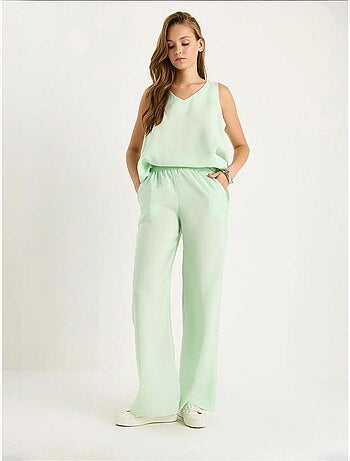 Ensemble deux pièces : chemisier à bretelles et col en v, pantalon palazzo lucci