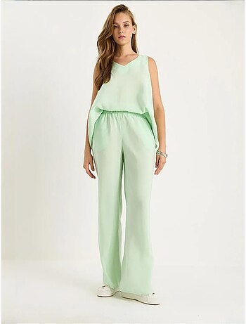 Ensemble deux pièces : chemisier à bretelles et col en v, pantalon palazzo lucci