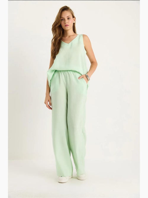 Ensemble deux pièces : chemisier à bretelles et col en v, pantalon palazzo lucci - Kiabi