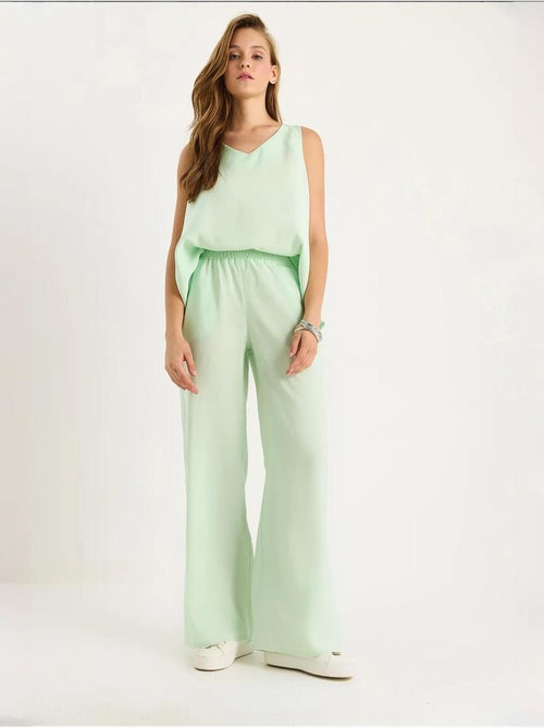 Ensemble deux pièces : chemisier à bretelles et col en v, pantalon palazzo lucci - Kiabi