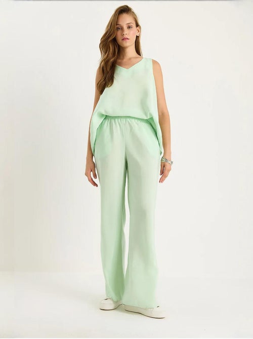 Ensemble deux pièces : chemisier à bretelles et col en v, pantalon palazzo lucci - Kiabi