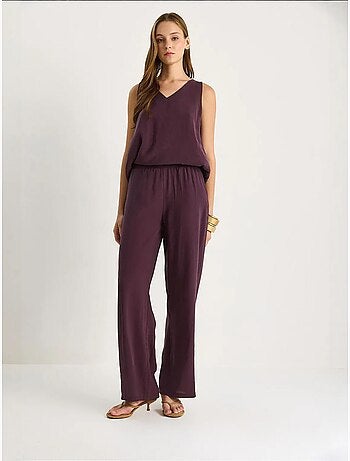 Ensemble deux pièces : chemisier à bretelles et col en v, pantalon palazzo lucci