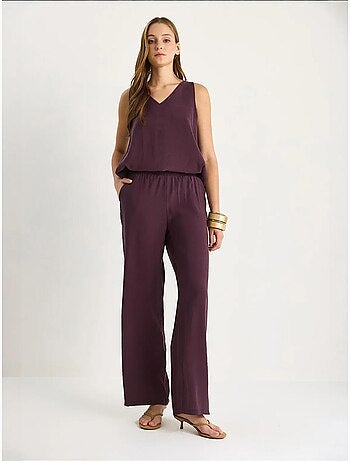 Ensemble deux pièces : chemisier à bretelles et col en v, pantalon palazzo lucci