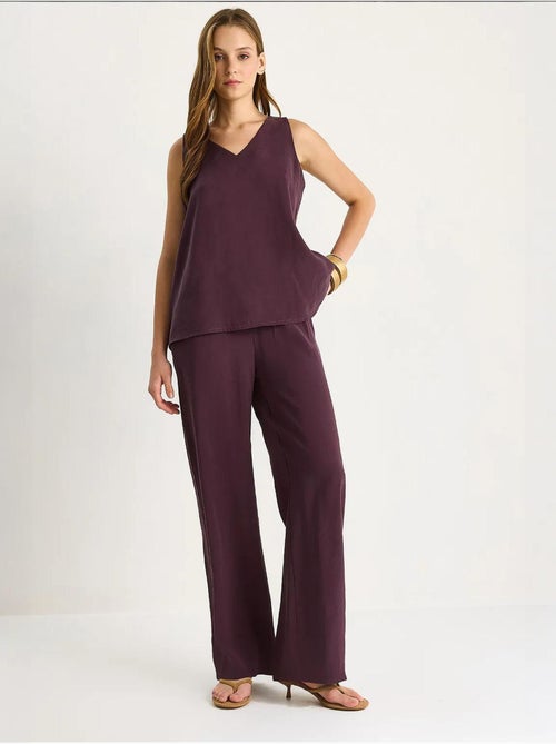 Ensemble deux pièces : chemisier à bretelles et col en v, pantalon palazzo lucci - Kiabi