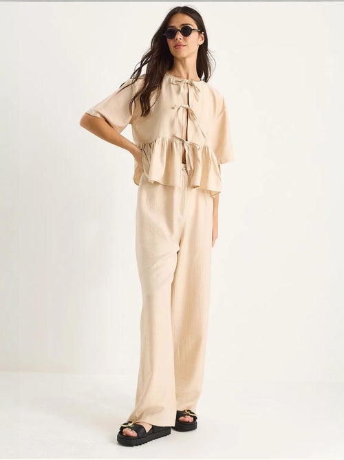 Ensemble deux pièces chemisier et pantalon à manches courtes avec détails noués lucci - Kiabi
