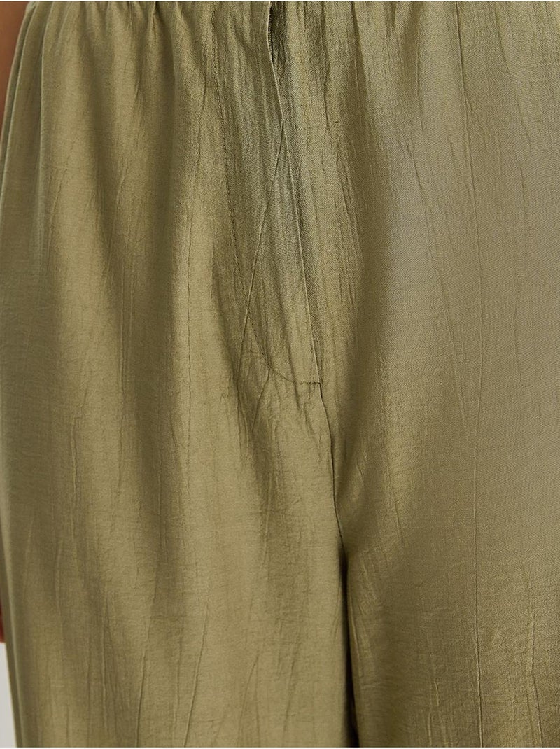 Ensemble deux pièces chemisier et pantalon à manches courtes avec détails noués lucci Kaki - Kiabi