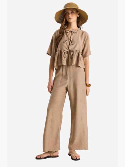 Ensemble deux pièces chemisier et pantalon à manches courtes avec détails noués lucci - Kiabi