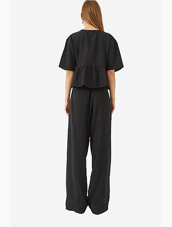 Ensemble deux pièces chemisier et pantalon à manches courtes avec détails noués lucci