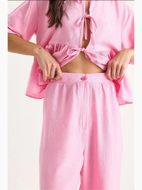 Ensemble deux pièces chemisier et pantalon à manches courtes avec détails noués lucci - Kiabi