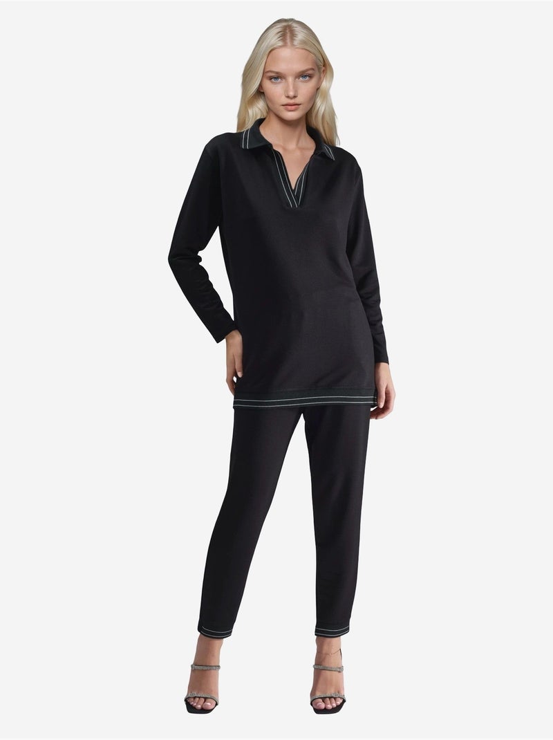 Ensemble deux pièces composé d'un polo long et d'un pantalon skinny hiccup Noir - Kiabi