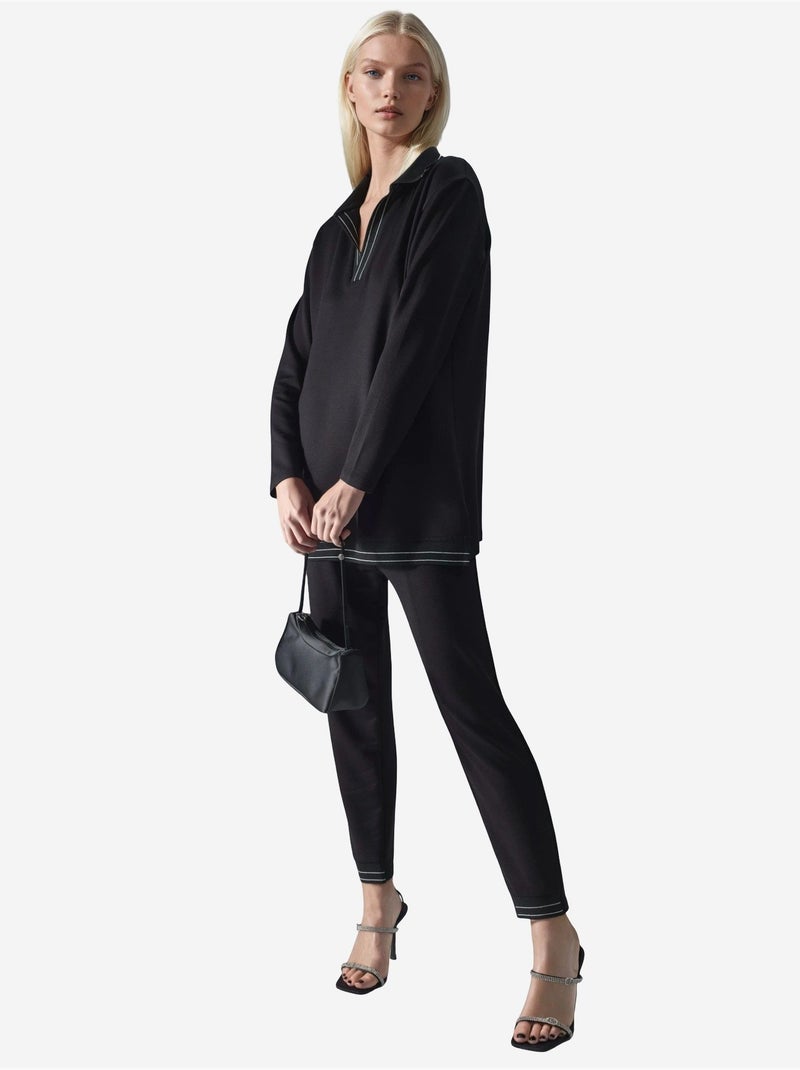 Ensemble deux pièces composé d'un polo long et d'un pantalon skinny hiccup Noir - Kiabi