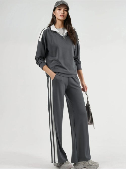 Ensemble deux pièces coordonné à col zippé et jambes larges hiccup - Kiabi