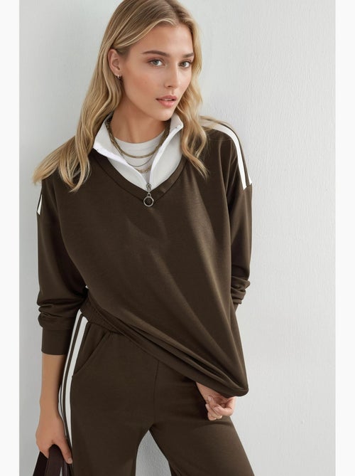 Ensemble deux pièces coordonné à col zippé et jambes larges hiccup - Kiabi