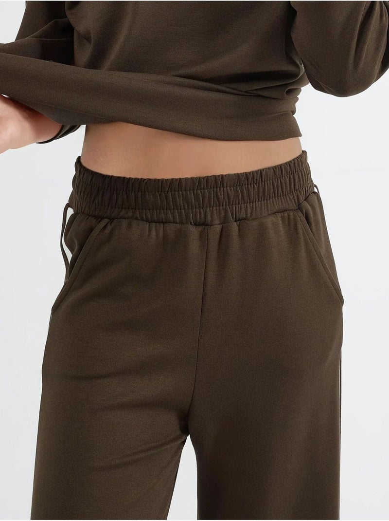 Ensemble deux pièces coordonné à col zippé et jambes larges hiccup Marron chocolat - Kiabi