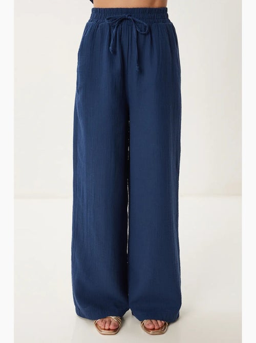 Ensemble deux pièces coordonné à taille haute, jambe large et col chemise istanbul - Kiabi