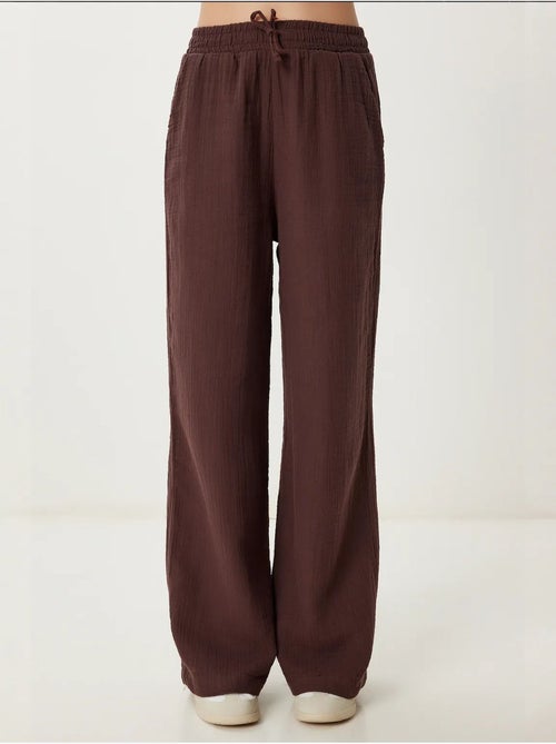 Ensemble deux pièces coordonné à taille haute, jambe large et col chemise istanbul - Kiabi
