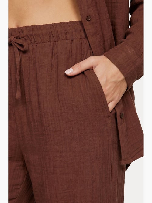 Ensemble deux pièces coordonné à taille haute, jambe large et col chemise istanbul - Kiabi