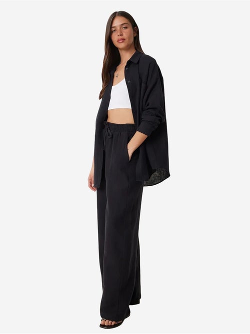 Ensemble deux pièces coordonné à taille haute, jambe large et col chemise istanbul - Kiabi