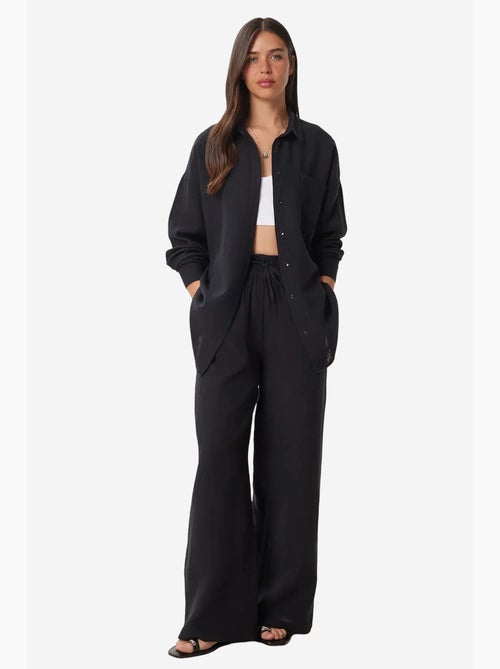 Ensemble deux pièces coordonné à taille haute, jambe large et col chemise istanbul - Kiabi