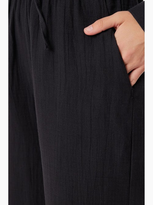 Ensemble deux pièces coordonné à taille haute, jambe large et col chemise istanbul - Kiabi