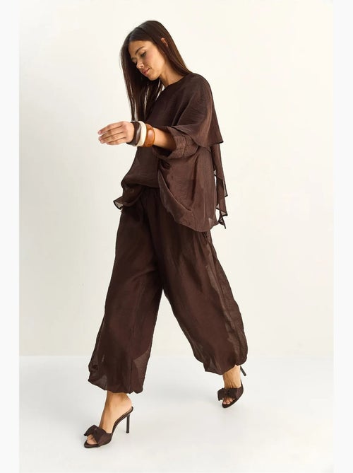 Ensemble deux pièces coordonné taille haute à jambe large lucci - Kiabi