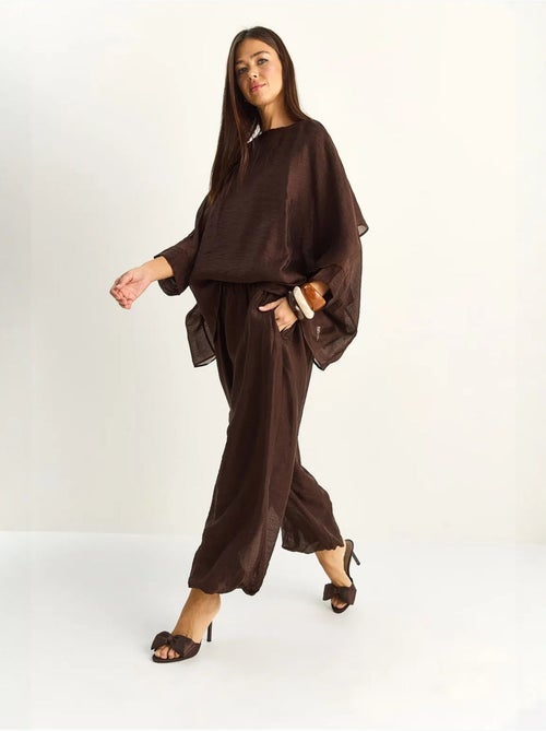 Ensemble deux pièces coordonné taille haute à jambe large lucci - Kiabi
