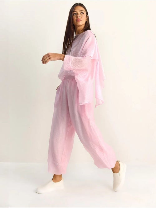 Ensemble deux pièces coordonné taille haute à jambe large lucci - Kiabi