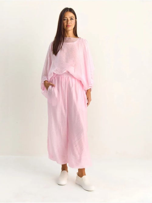 Ensemble deux pièces coordonné taille haute à jambe large lucci - Kiabi