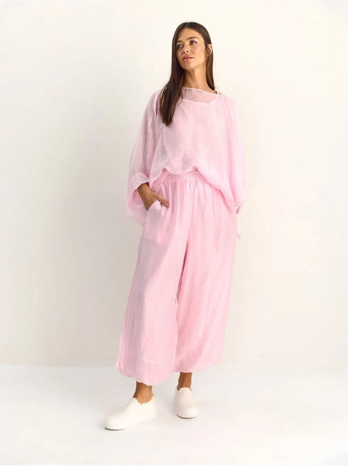 Ensemble deux pièces coordonné taille haute à jambe large lucci - Kiabi