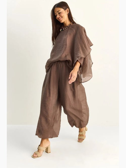 Ensemble deux pièces coordonné taille haute à jambe large lucci - Kiabi