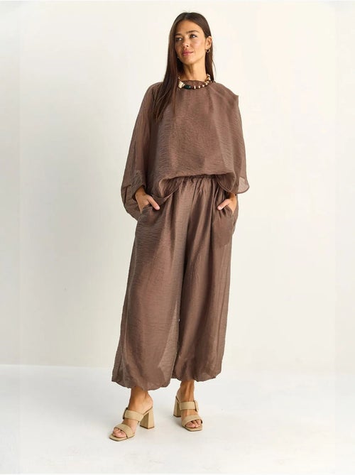 Ensemble deux pièces coordonné taille haute à jambe large lucci - Kiabi