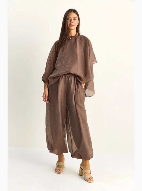 Ensemble deux pièces coordonné taille haute à jambe large lucci - Kiabi