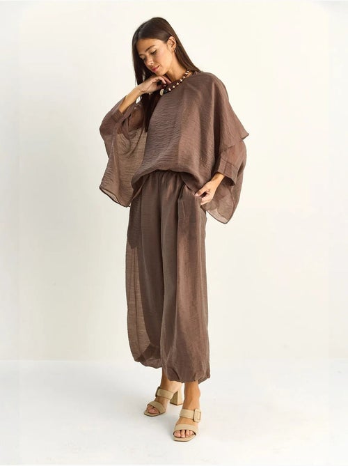 Ensemble deux pièces coordonné taille haute à jambe large lucci - Kiabi