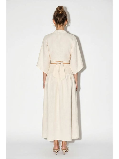 Ensemble deux pièces en coton avec blouse et jupe midi lucci - Kiabi