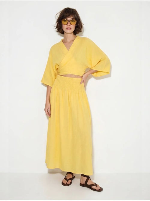 Ensemble deux pièces en coton avec blouse et jupe midi lucci - Kiabi