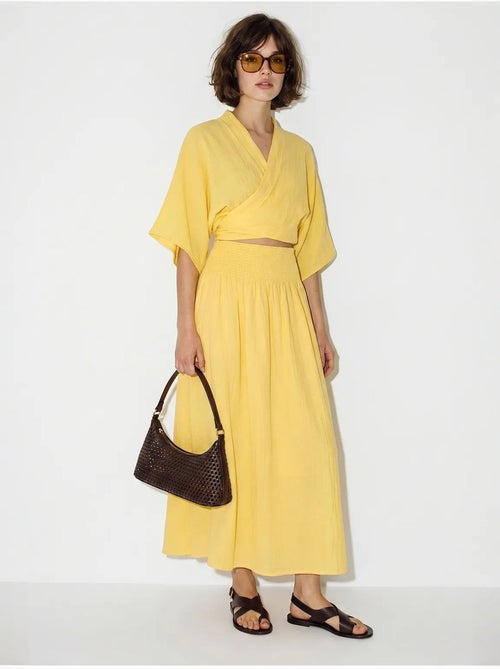 Ensemble deux pièces en coton avec blouse et jupe midi lucci - Kiabi
